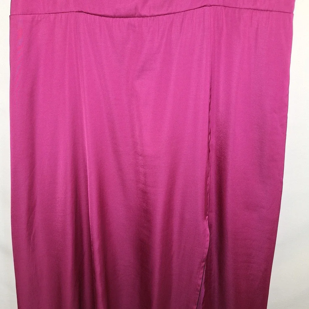NWT Abercrombie & Fitch Camille High Slit Magenta Satin Maxi Dress RSP $140 L